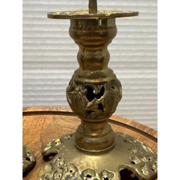 2 Candle Holders Brass - Candle Holder - Candelabra - Pierced - Vintage - Picture 6 of 11
